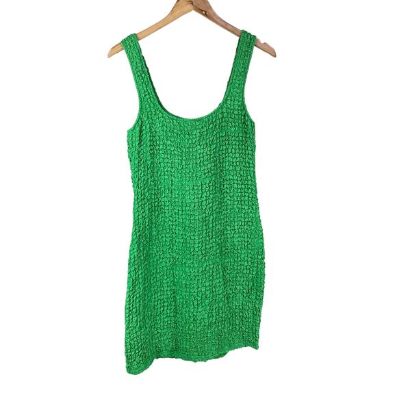 Rails NWT Julie Mini Dress Clover Green Size M Retro 90s Popcorn Fabric Stretchy - Picture 3 of 9